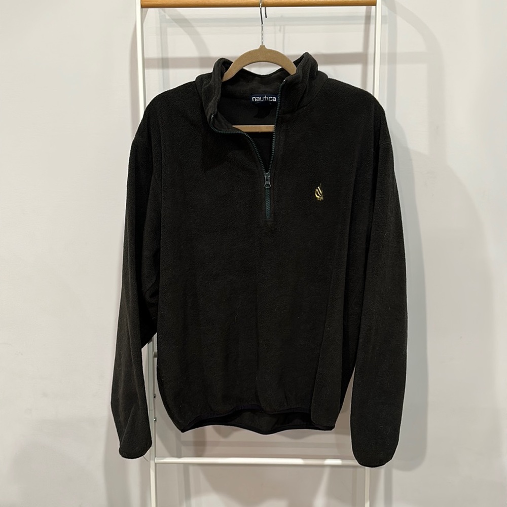 Nautica Classic Men’s Quarter Zip Fleece in Dark Olive, Size Small